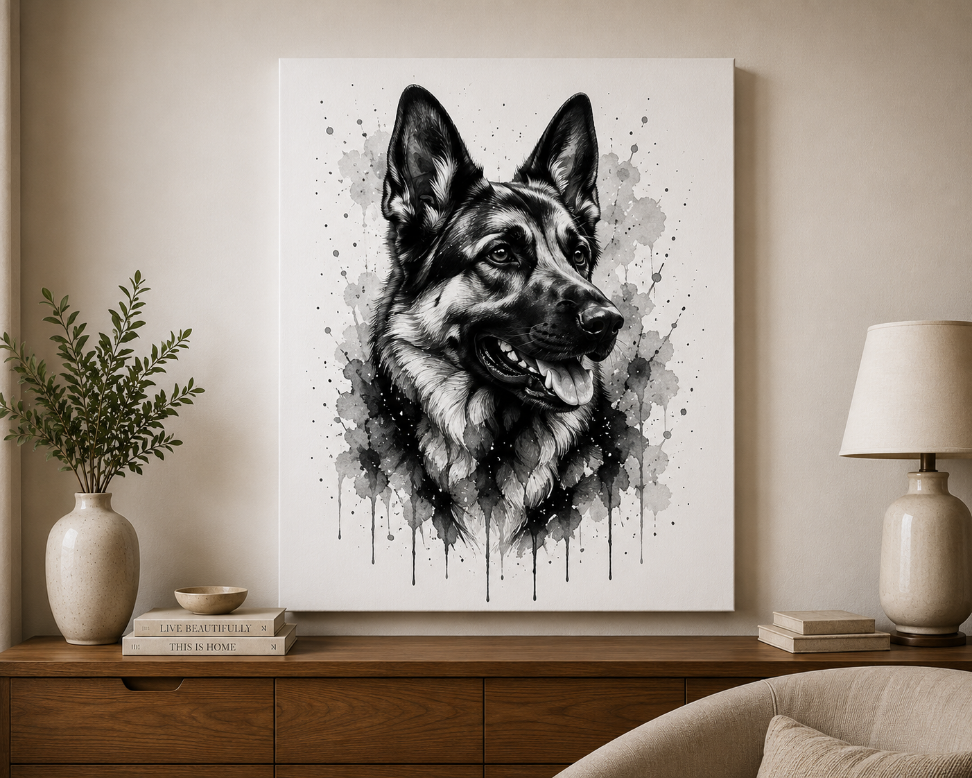 Monochrome Custom Pet Portrait